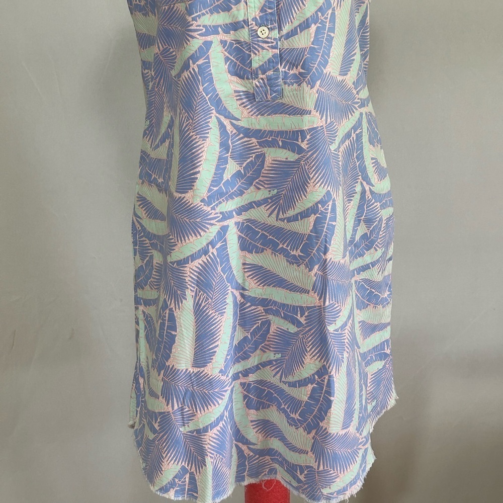 Vineyard Vines Blue and Pink Leaf Print Dress - Picture 3 of 15